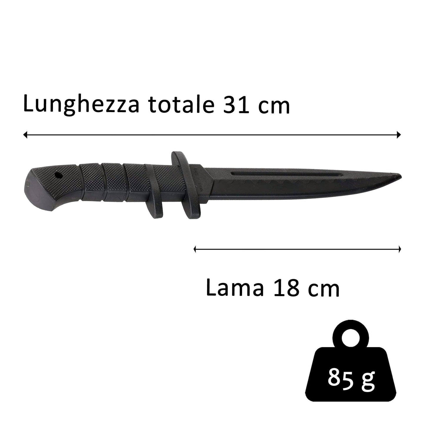 Sportech Italia - Coltello da Allenamento difesa personale - Pugnale addestramento in gomma - Autodifesa Krav Maga addestramento arti marziali self defense arma finta - Punto Fitness