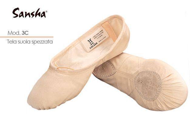 Sansha - Silhouette 3C scarpette Danza Classica bambina ragazza scarpe tela Ballerine - Punto Fitness