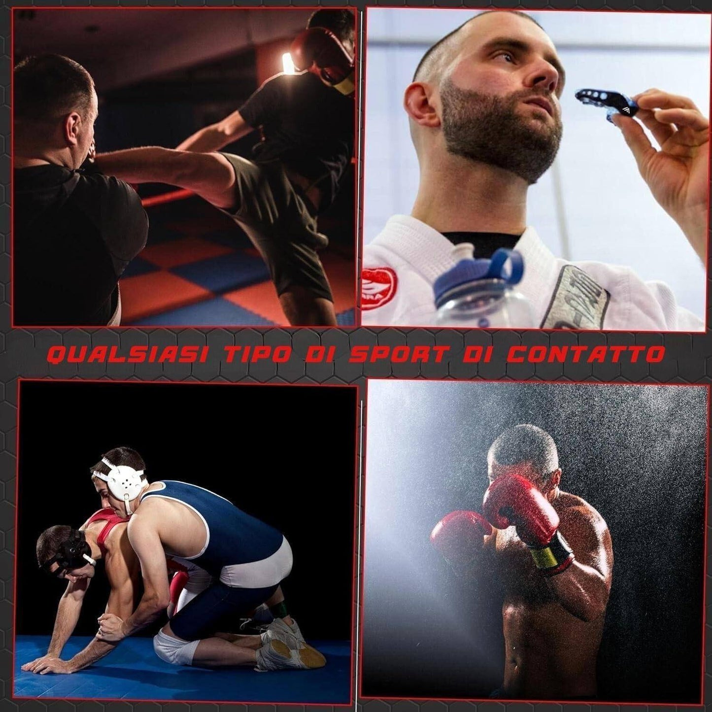 Sportech paradenti Boxe in GEL protezione denti Arti Marziali MMA Kickboxing Karate Muay Thai sport di contatto Rugby Calcio Basket Motocross - Punto Fitness