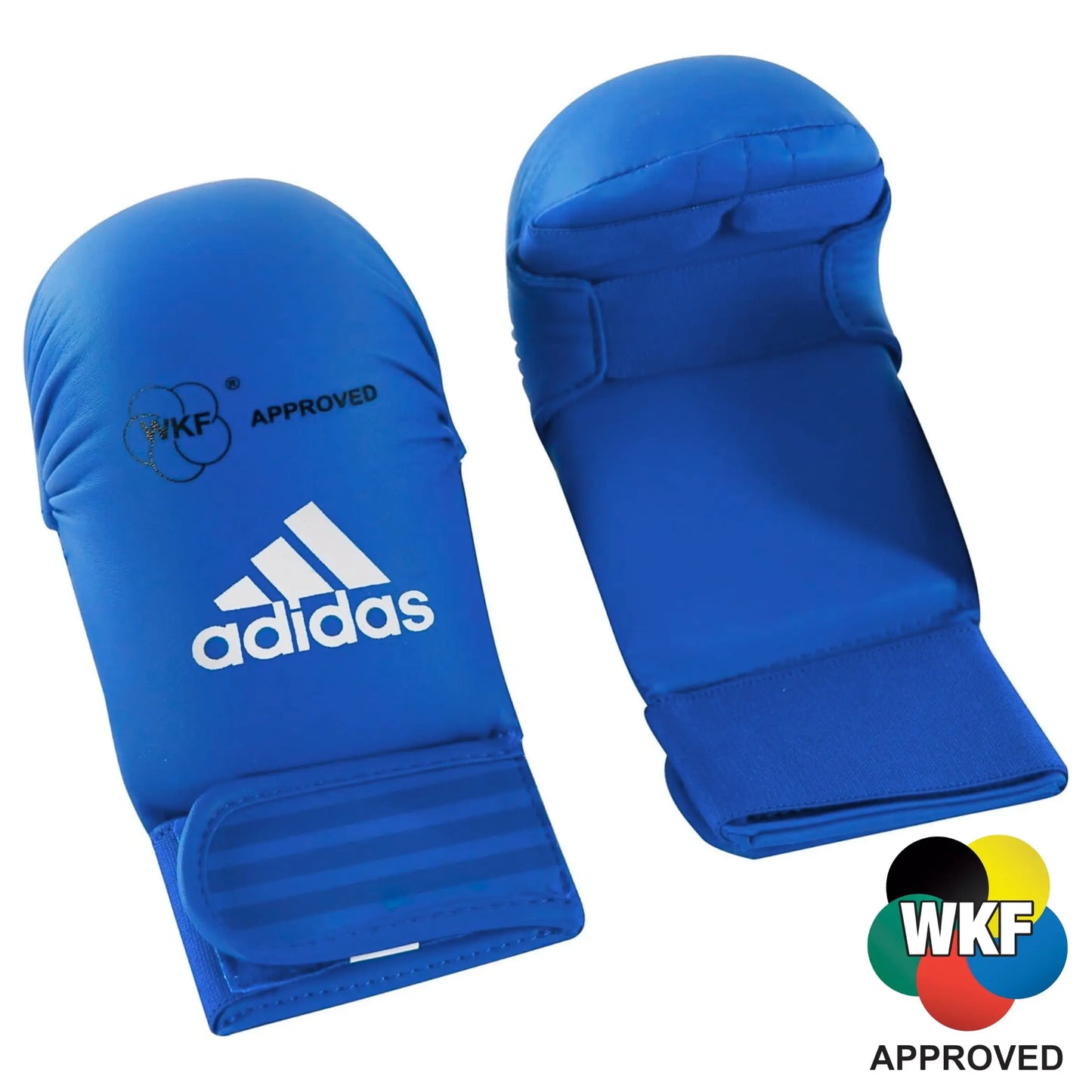 Guanto Karate Adidas - omologati WKF guantino Kumite Blu fronte retro mis.S-M-L-XL - Punto Fitness Potenza