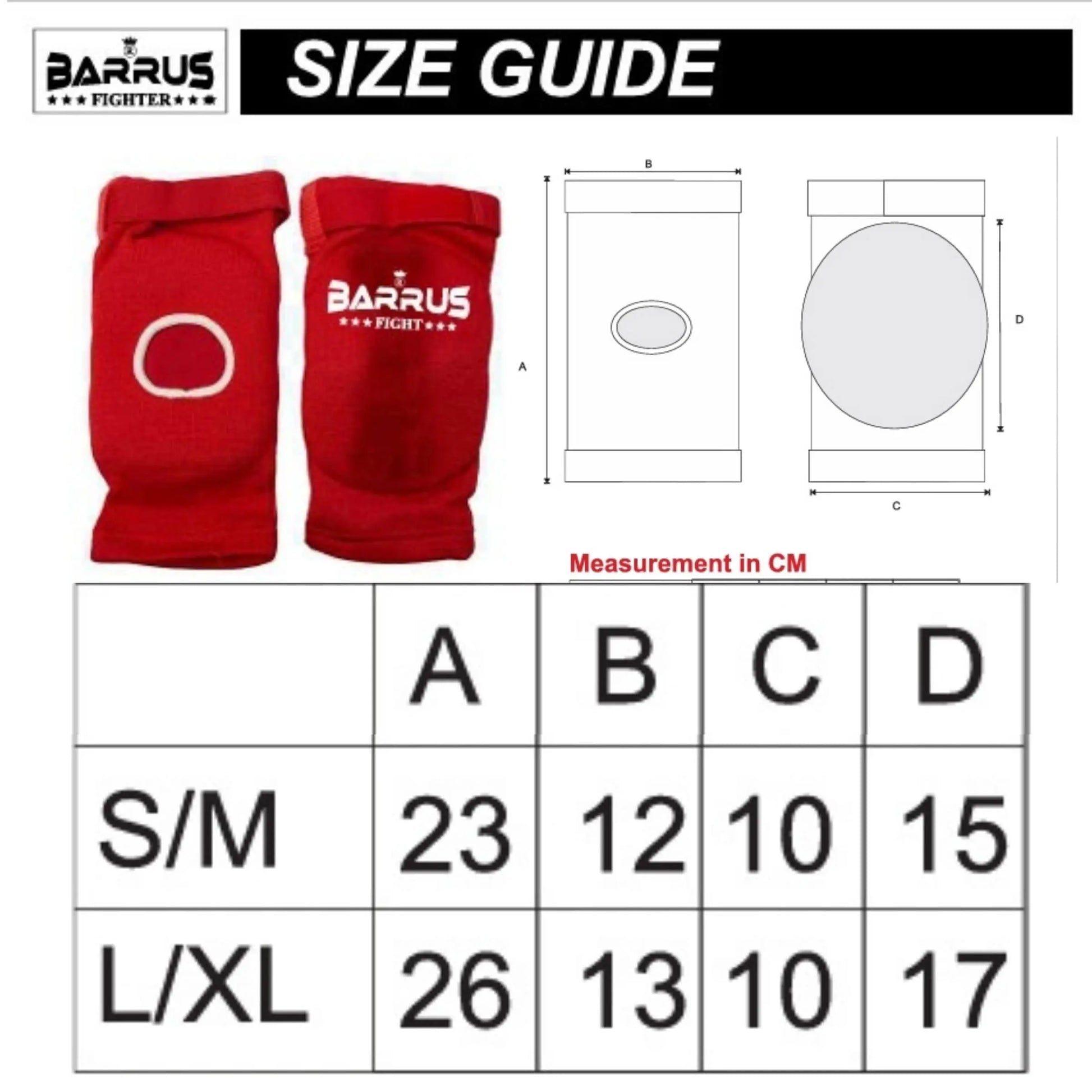 Barrus - Gomitiere Arti Marziali MMA Muay Thai SM/LXL | Gomitiera protezione paragomiti imbottito tabella misure - Punto Fitness Potenza