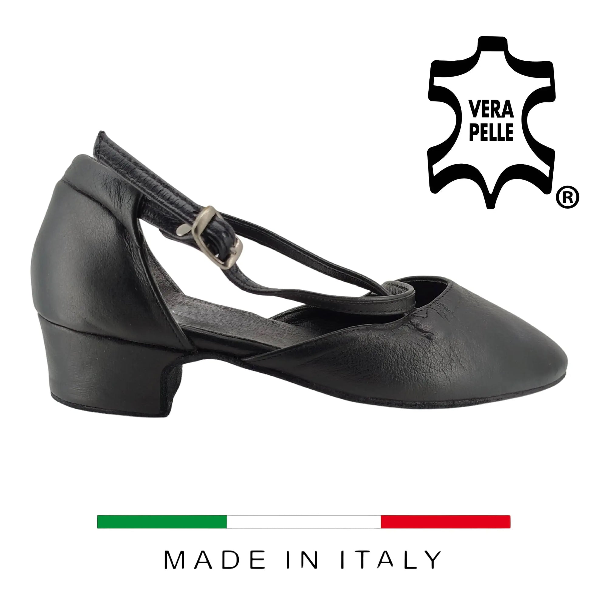 TuttoDanza - Scarpe da Ballo donna chiuse incrociato Cuccarini tacco 30 Vera Pelle da sala Danza Liscio Studio Made in Italy - Punto Fitness Potenza