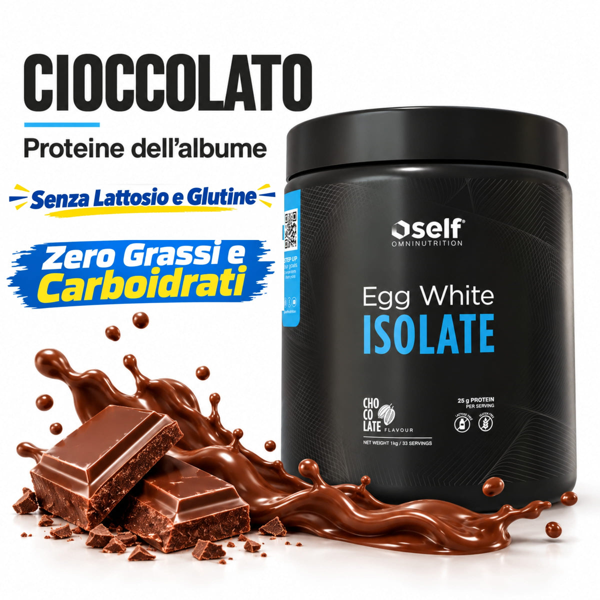 Self Omninutrition Egg White Isolate - Proteine dell'allbume dell'uovo in polvere, info gusto cioccolato | Punto Fitness Integratori