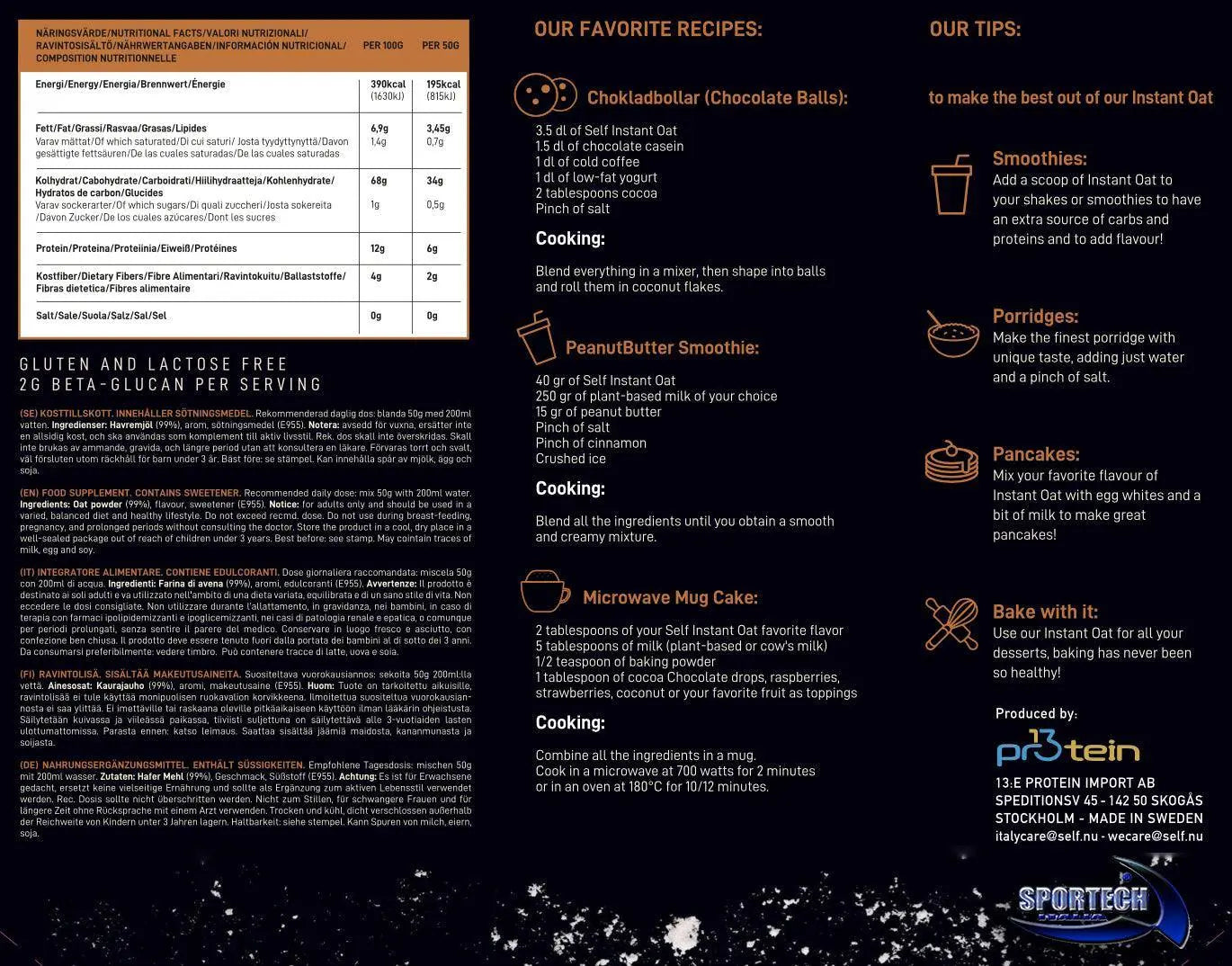 Self Omninutrition - Instant Oat farina di avena in polvere istantanea istruzioni - Punto Fitness Potenza