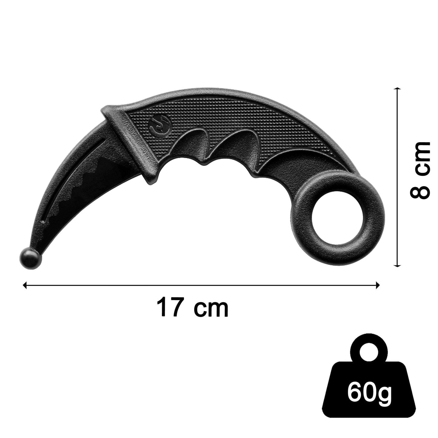 Sportech Italia - Coltello da Allenamento difesa personale Pugnale Curvo Karambit Knife in gomma Autodifesa addestramento arti marziali Silat e Kali self defense - Punto Fitness