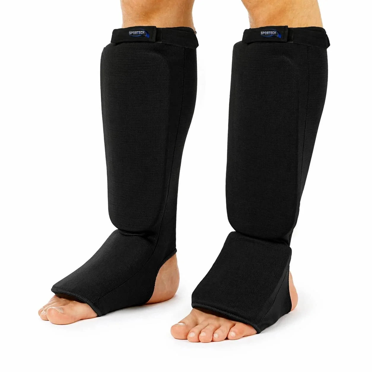 Paratibiapiede imbottito Sportech paratibia e parapiede imbottiti Arti Marziali Muay Thai Kickboxing Karate Colore Nero - Punto Fitness Potenza