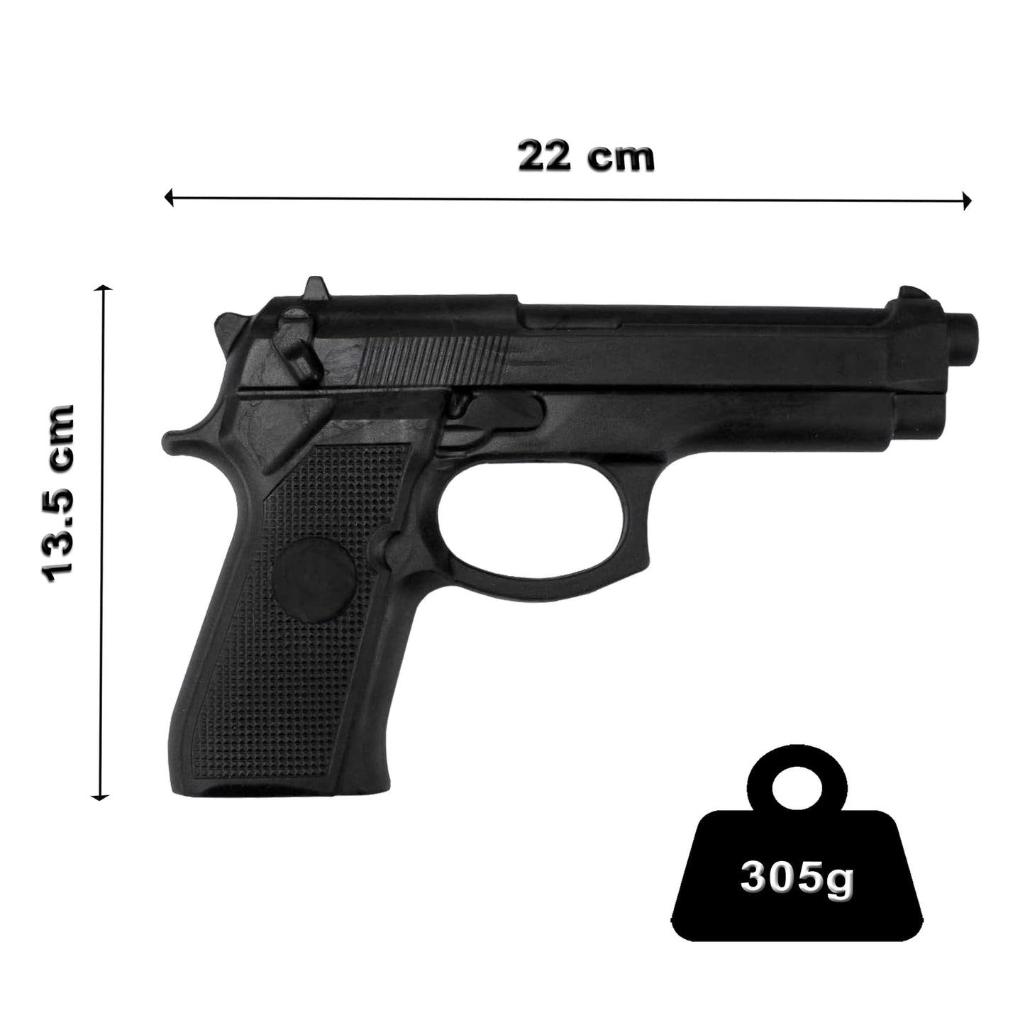 Sportech Italia - Pistola in Gomma Colore nero per Esercitazione Autodifesa, Ideale per Krav Maga e Allenamenti di Difesa Personale Misure - Punto Fitness Potenza