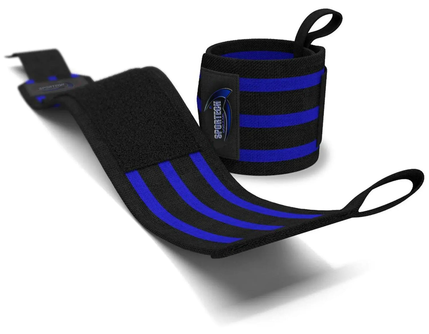 Sportech Italia - Polsiere Palestra professionali, Polsini Elastici per allenamento Sollevamento Pesi, Bodybuilding, Crossfit, Powerlifting blu - Punto Fitness Potenza