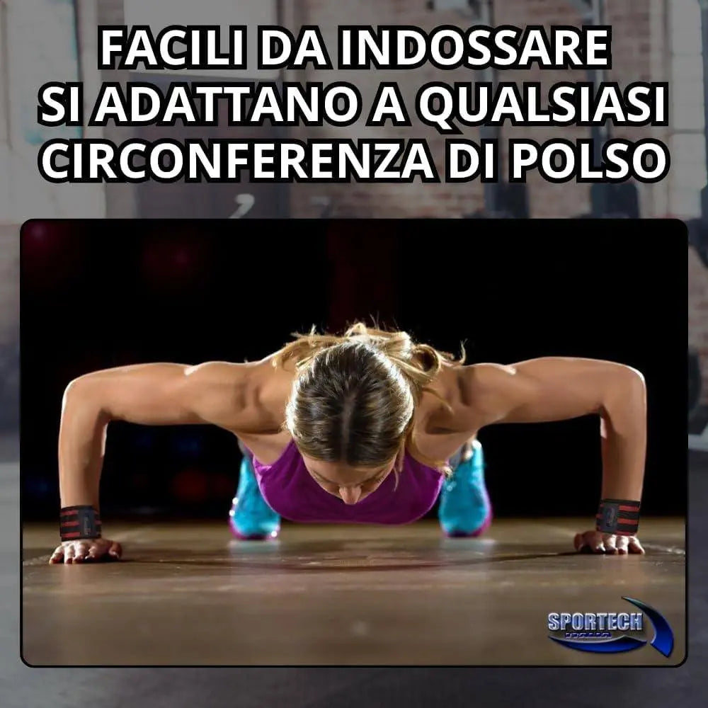 Sportech Italia - Polsiere Palestra professionali, Polsini Elastici per allenamento Sollevamento Pesi, Bodybuilding, Crossfit, Powerlifting lifestyle - Punto Fitness Potenza
