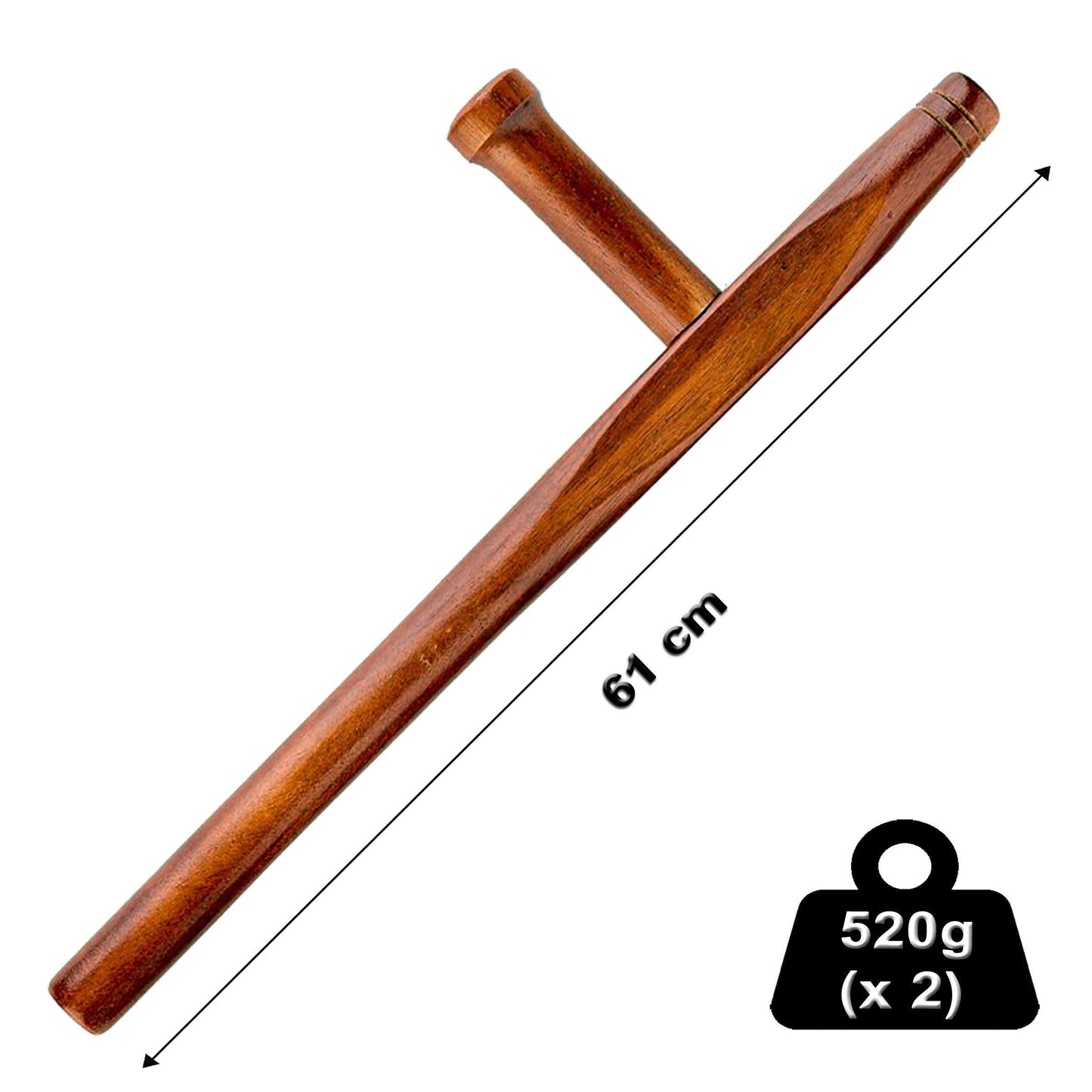 Coppia Tonfa in Legno per Allenamento Arti Marziali Karate Kobudo Okinawa dimensioni e peso - Punto Fitness Potenza