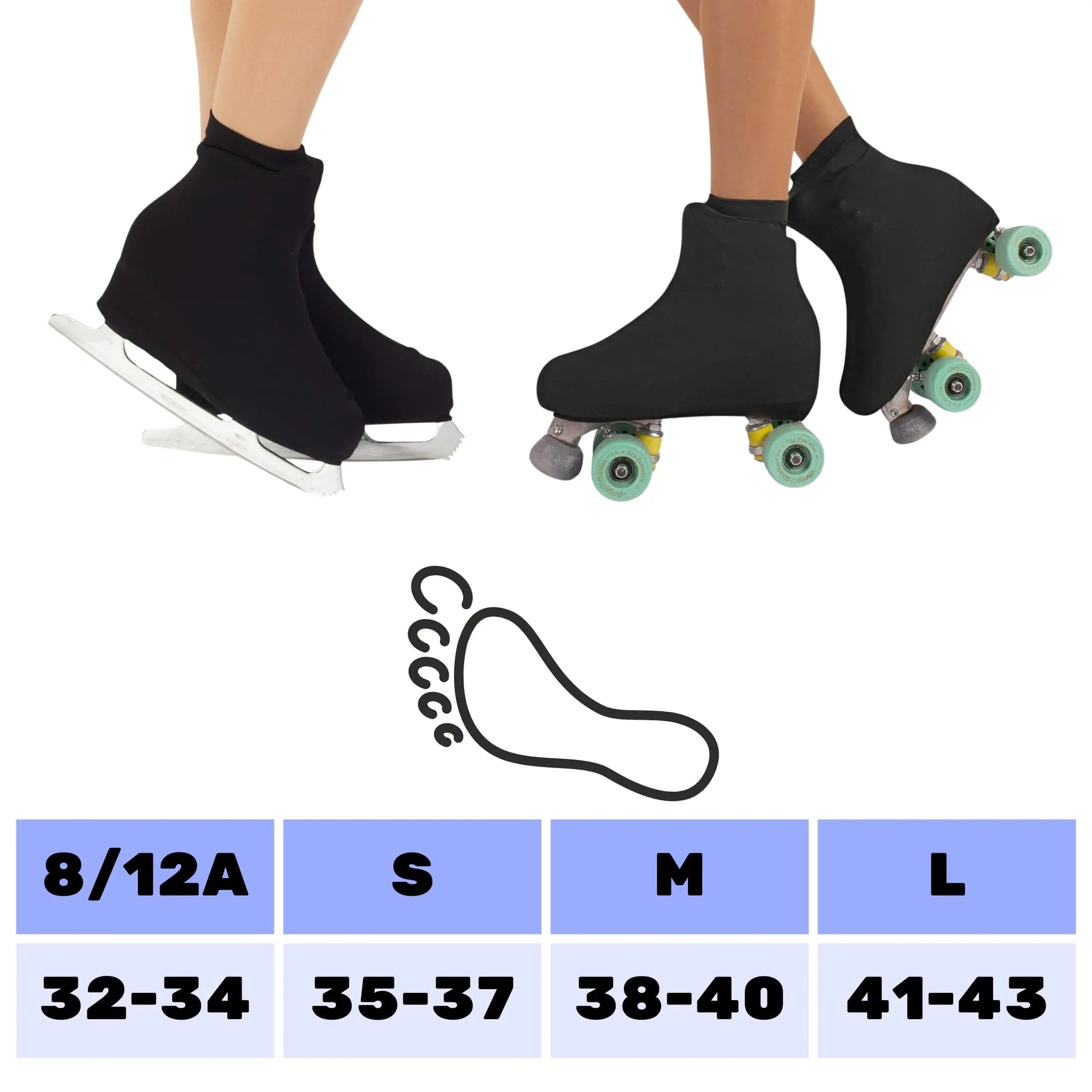 TuttoDanza - Copripattino Pattinaggio artistico protezione pattini a rotelle bambina e adulto copri pattini su rotelle o da ghiaccio - Tabella Misure - Punto Fitness Potenza