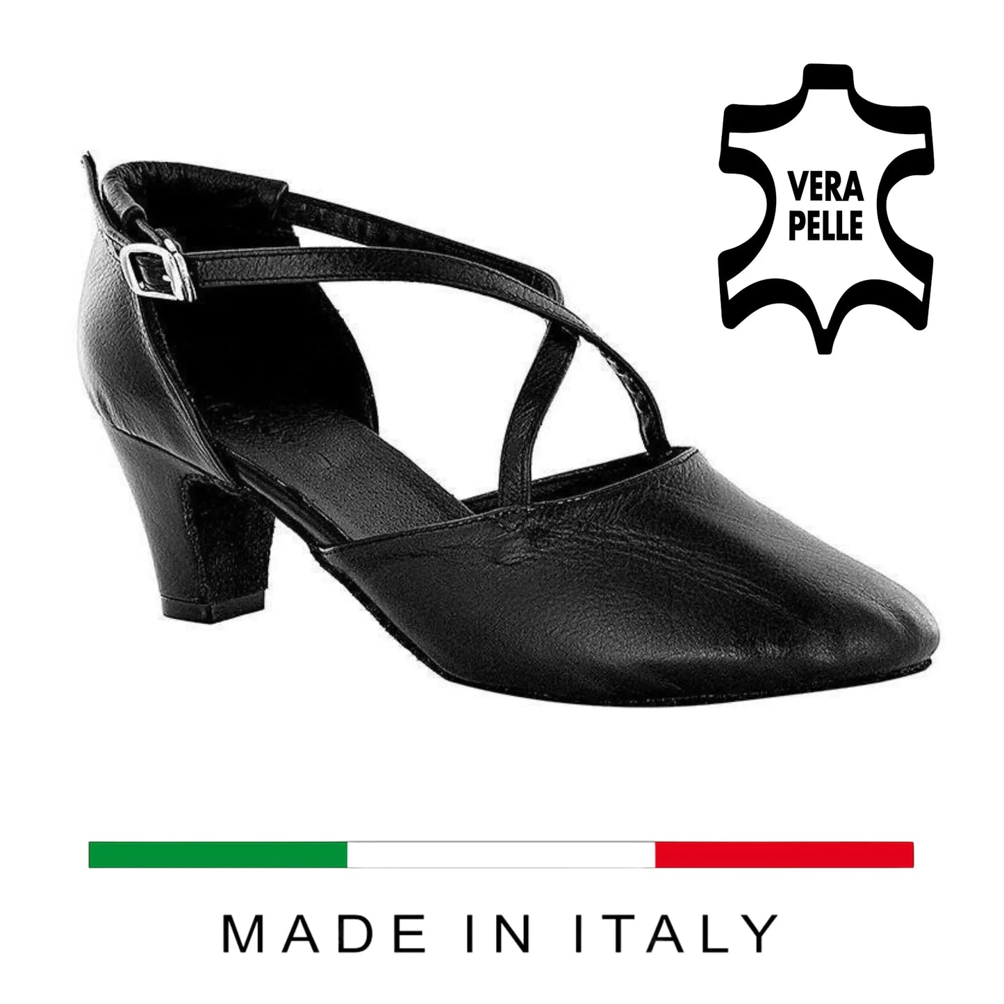 TuttoDanza - Scarpa da Ballo donna chiusa incrociato Cuccarini da sala Danza Liscio Studio - Vera Pelle Made in Italy - Punto Fitness Potenza