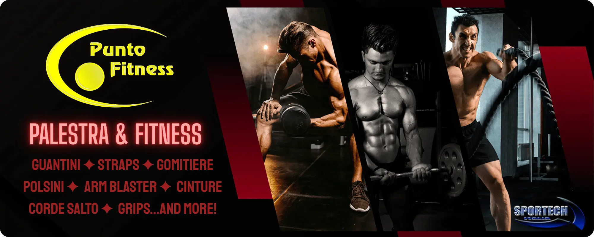 Sportech - Accessori per il Fitness la Palestra, Crossfit, Calisthenics, Body Building, Yoga - guantini arm blaster corde salto straps polsini cinture gomitiere - Punto Fitness Potenza