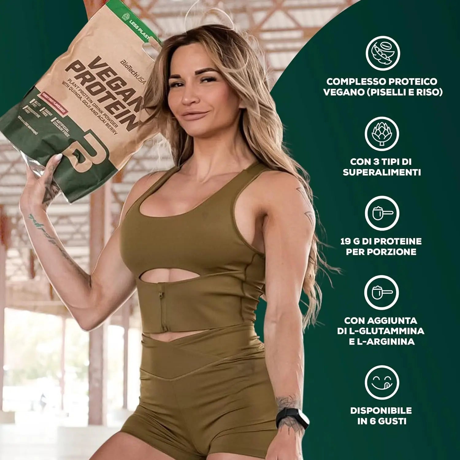 Biotech Vegan Protein - Proteine vegetali senza Glutine e Lattosio 500g Caratteristche - Punto Fitness Potenza