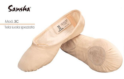 Sansha - Silhouette 3C scarpette Danza Classica bambina ragazza scarpe tela Ballerine
