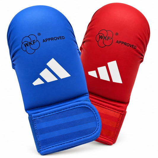 Guanti Karate Adidas - omologati WKF guantini Kumite colori Blu o Rossi misure S-M-L - Punto Fitness Potenza Arti Marziali