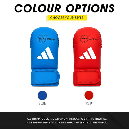 Guanti Karate Adidas - omologati WKF guantini Kumite colori rosso e blu - Punto Fitness Potenza Arti Marziali