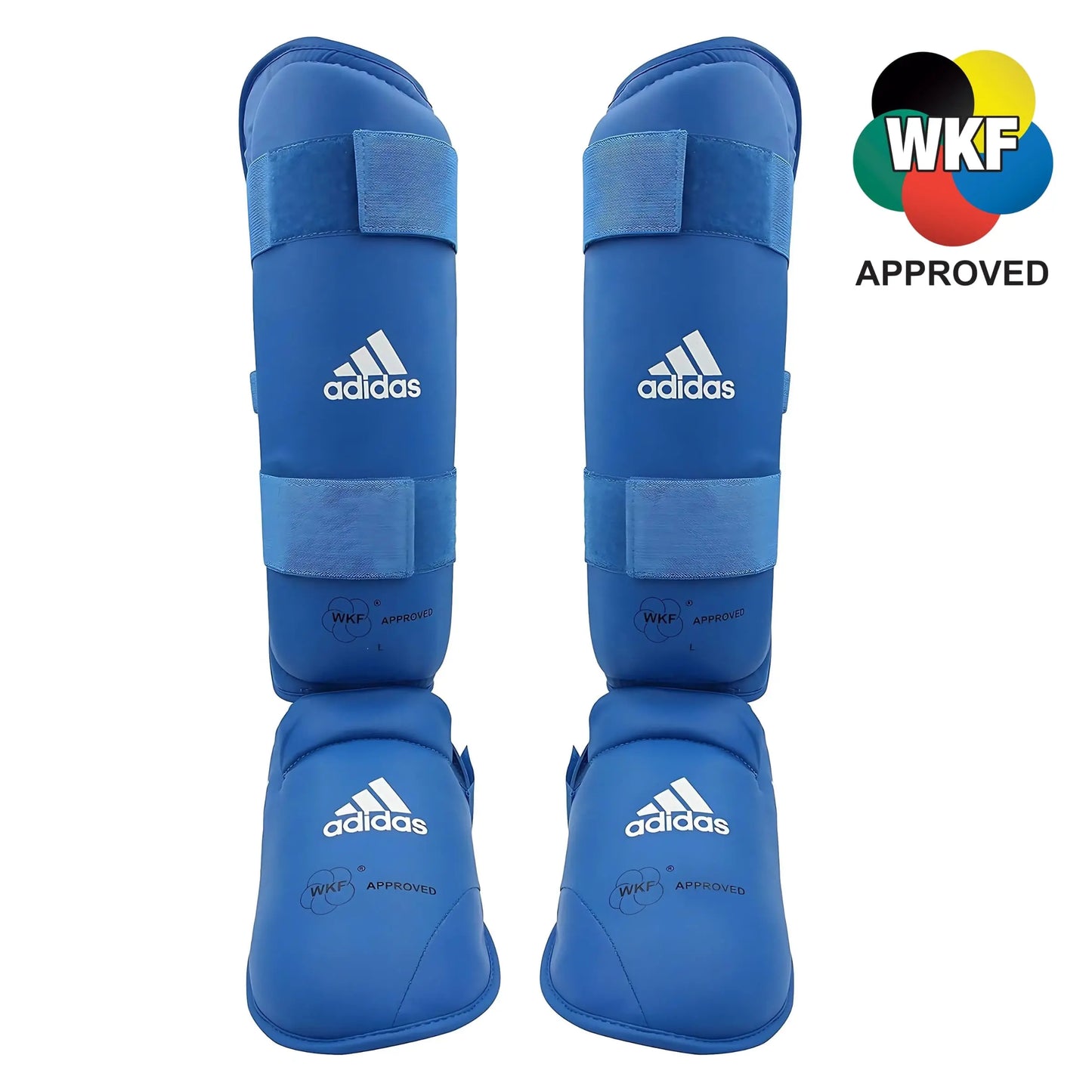 Paratibia piede imbottito Adidas - Paratibie con piede Karate omologato WKF Blu - Punto Fitness Potenza