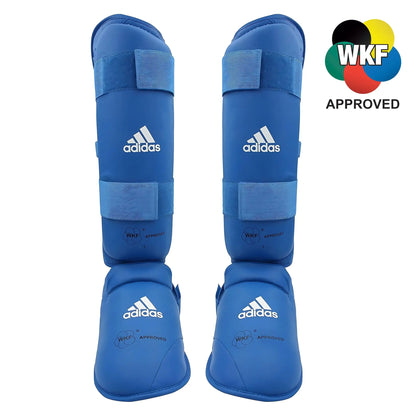 Paratibia piede imbottito Adidas - Paratibie con piede Karate omologato WKF Blu - Punto Fitness Potenza