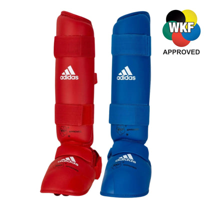 Paratibia piede imbottito Adidas - Paratibie con piede Karate omologato WKF rosso blu - Punto Fitness Potenza