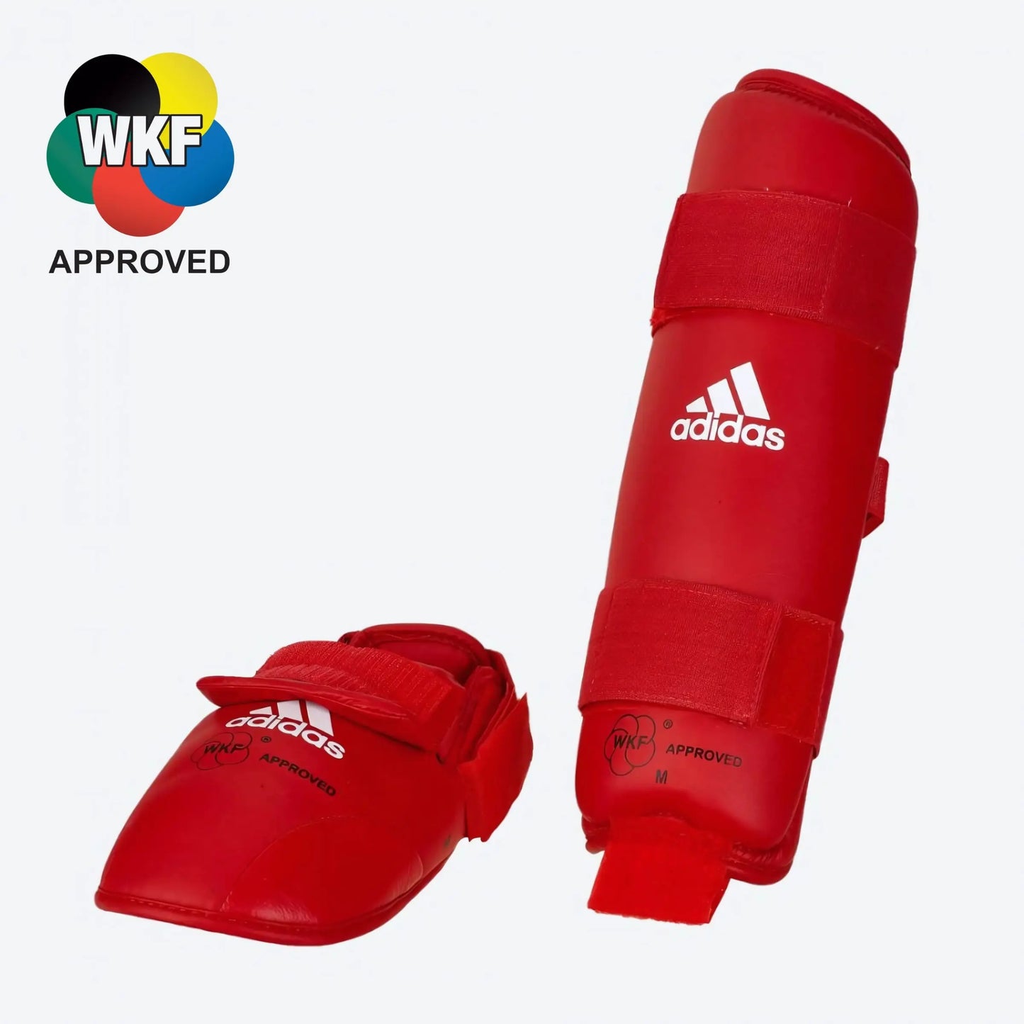 Paratibia piede imbottito Adidas - Paratibie con piede Karate omologato WKF rosso - Punto Fitness Potenza