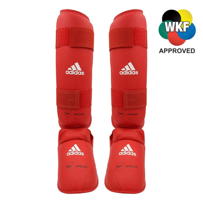 Paratibia piede imbottito Adidas - Paratibie con piede Karate omologato WKF Rosso - Punto Fitness Potenza