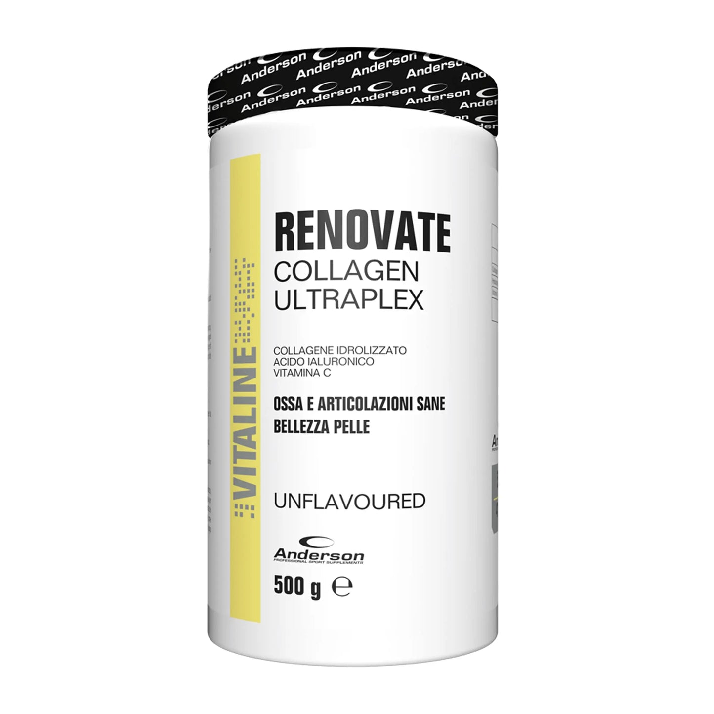 Anderson Renovate Collagen Ultraplex - Collagene in polvere idrolizzato e acido ialuronico Gusto Neutro - Punto Fitness Potenza