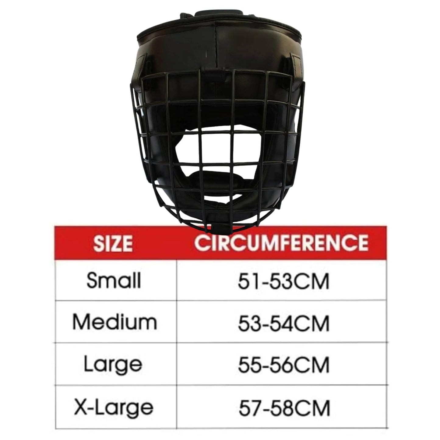 Casco con grata removibile Barrus caschetto griglia protezione Arti Marziali MMA Karate Escrima tabella misure - Punto Fitness Potenza