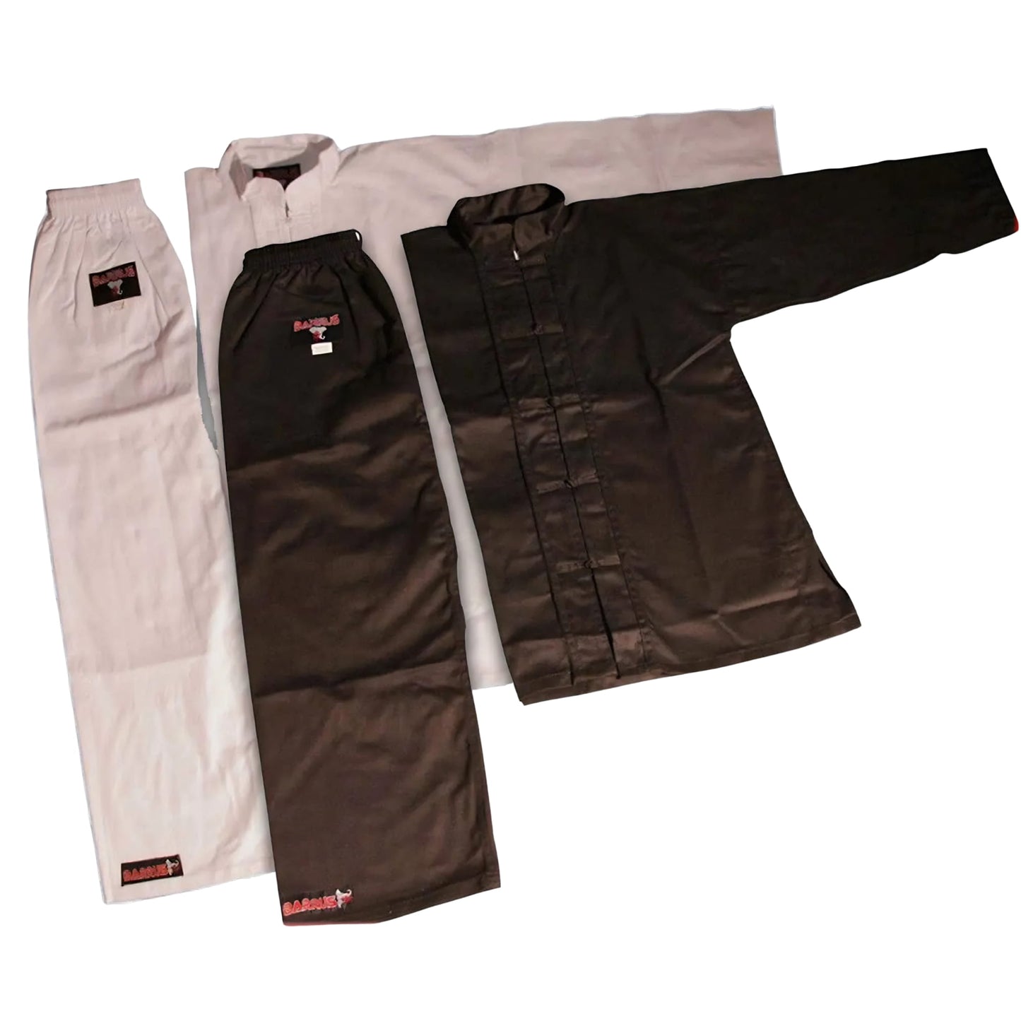Divisa Kung Fu Barrus Uniforme Kimono Arti Marziali Wushu Tai Chi Shaolin colore bianco o nero - Punto Fitness Potenza