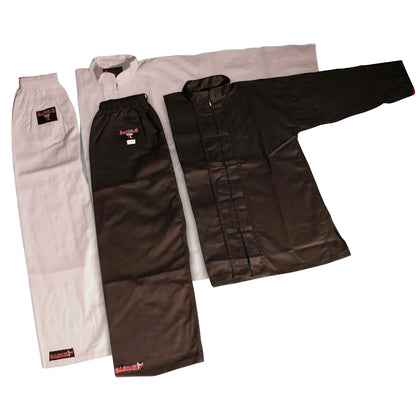 Divisa Kung Fu Barrus Uniforme Kimono Arti Marziali Wushu Tai Chi Shaolin colore bianco o nero - Punto Fitness Potenza