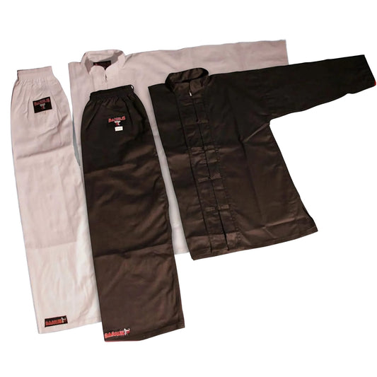 Divisa Kung Fu Barrus Uniforme Kimono Arti Marziali Wushu Tai Chi Shaolin colore bianco o nero - Punto Fitness Potenza