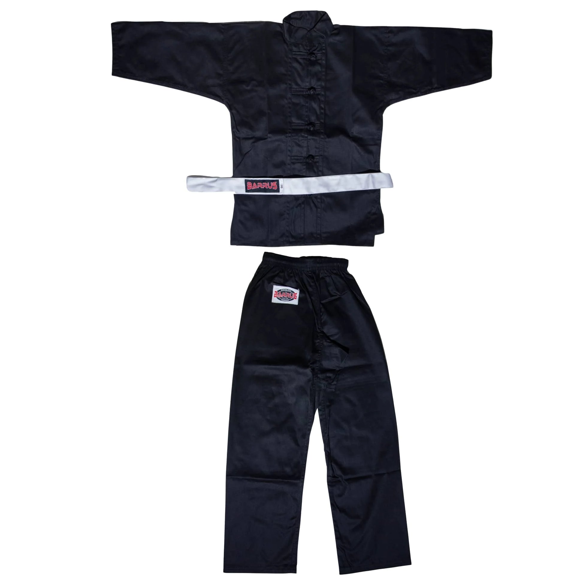 Divisa Kung Fu Barrus Uniforme Kimono Arti Marziali Wushu Tai Chi Shaolin colore Nero - Punto Fitness Potenza