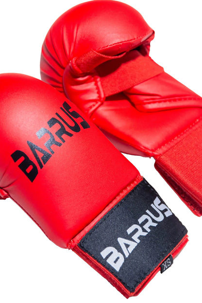 Barrus - Guanti Karate guantino Kumite colore Rosso Misure S-M-L dettaglio fronte | Punto Fitness Potenza Arti Marziali