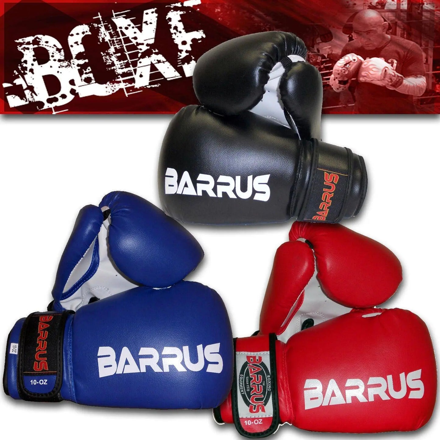 Barrus - Guantoni Kick Boxing Muay Thai MMA 6-8-10 OZ | Guanti Pugilato Boxe Full Contact Colori Nero Rosso Blu - Punto Fitness Potenza