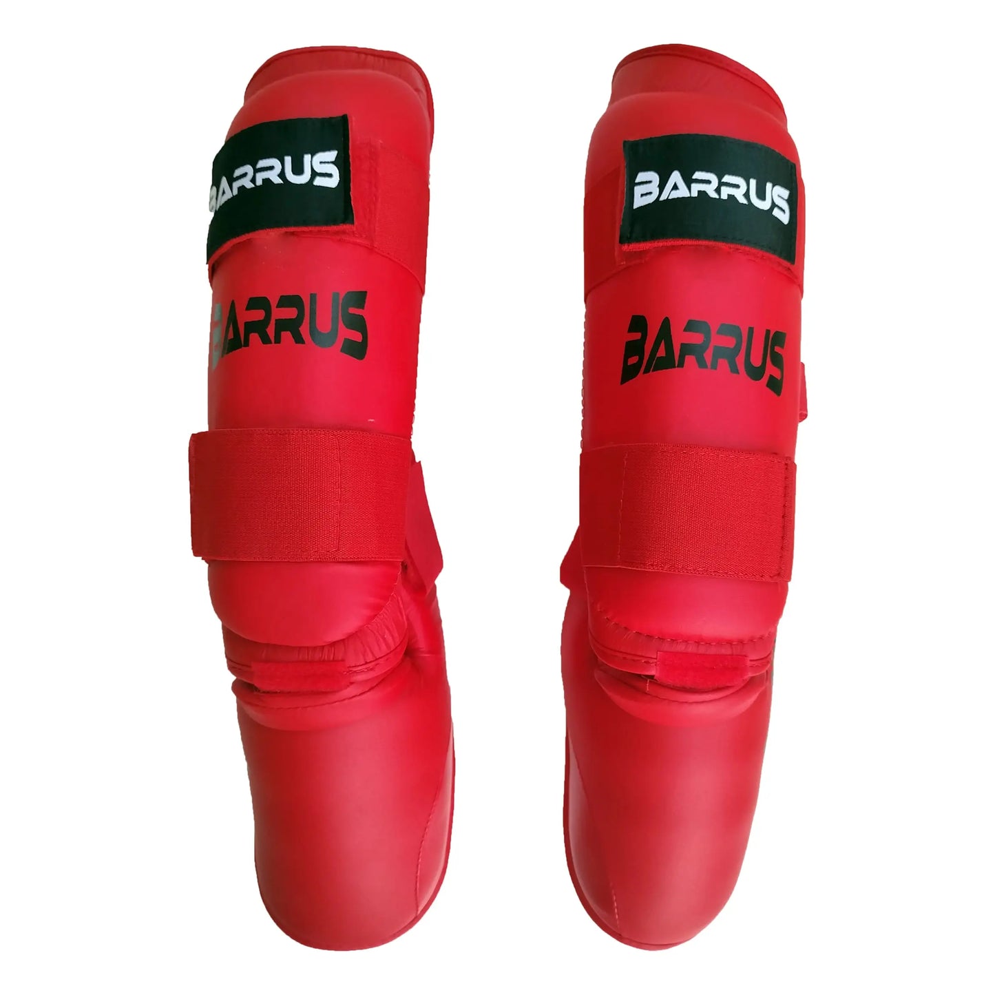 Paratibiapiede imbottito Barrus - Paratibie con piede Karate Kick Boxing Muay Thai MMA Colore Rosso - Punto Fitness Potenza