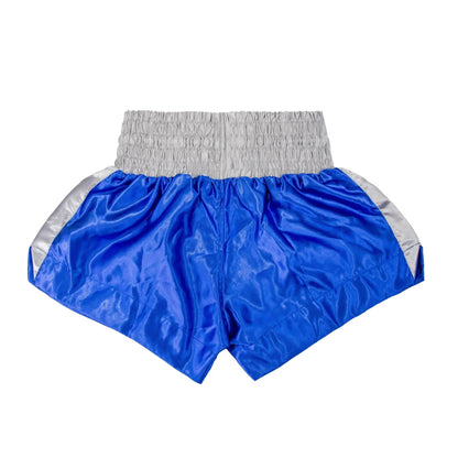 Pantaloncini Muay Thai Barrus shorts Arti Marziali Boxe Kickboxing colore blu dietro - Punto Fitness