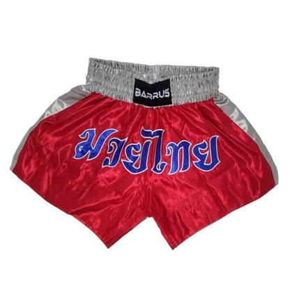 Pantaloncini Muay Thai Barrus shorts Arti Marziali Boxe Kickboxing colore rosso - Punto Fitness