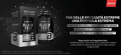 Biotech BLACK TEST - Stimolante testosterone in capsule Caratteristiche - Punto Fitness Potenza