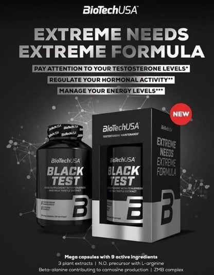 Biotech BLACK TEST - Stimolante testosterone in capsule Banefici - Punto Fitness Potenza