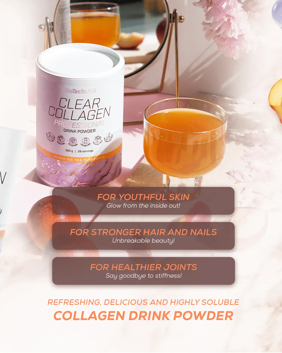 Biotech Clear Collagen Professional - collagene in polvere tipo I e II Acido ialuronico - Punto Fitness Potenza integratori