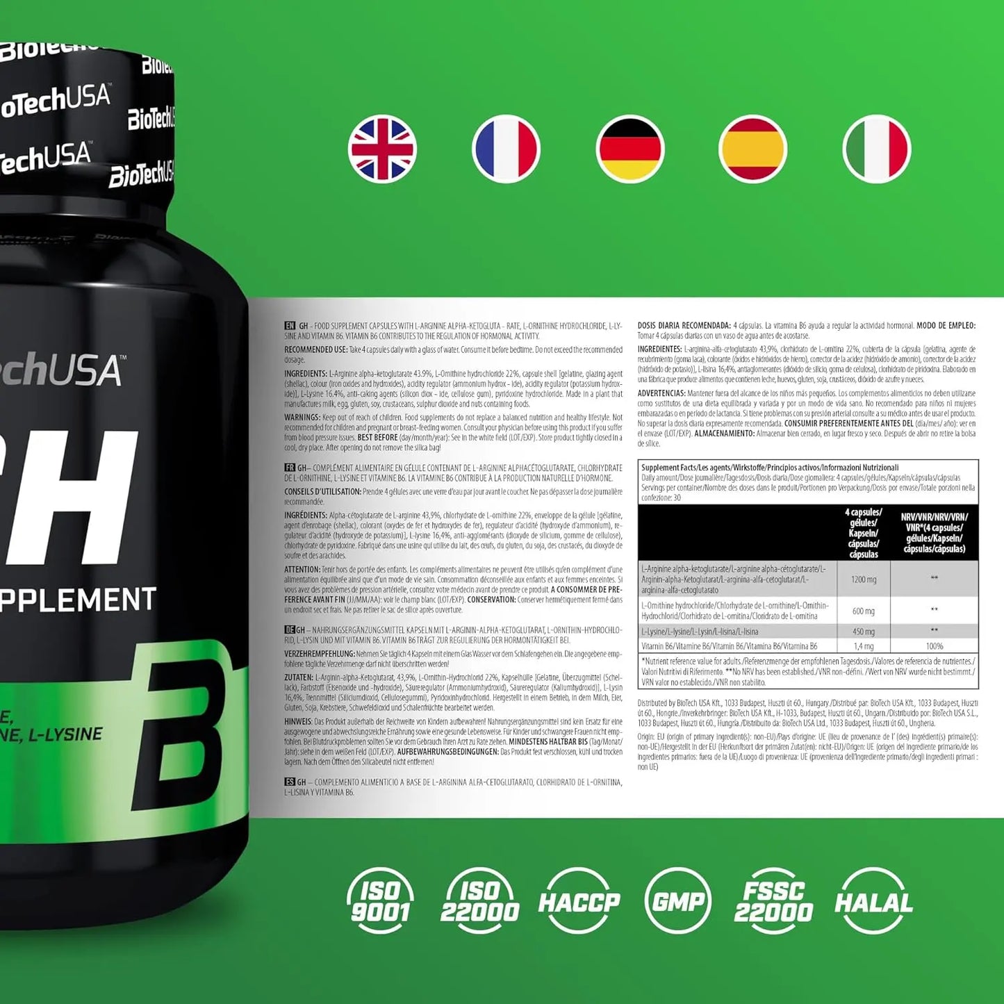 BioTech GH Hormone Regulator stimolante testo akg ornitina lisina capsule Informazioni - Punto Fitness Potenza