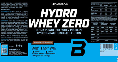 BioTech Hydro Whey ZERO - Proteine in polvere idrolizzate Etichetta - Punto Fitness Potenza