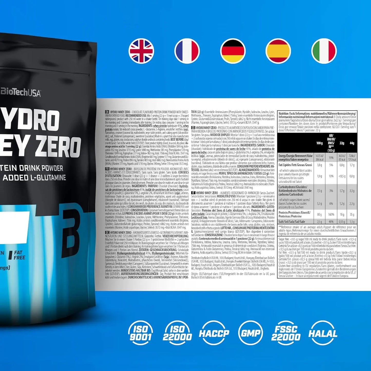 BioTech Hydro Whey ZERO - Proteine in polvere idrolizzate Informazioni - Punto Fitness Potenza