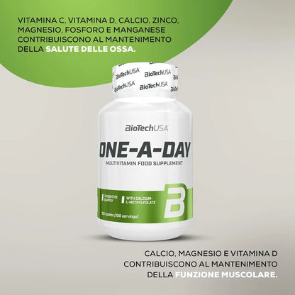 BioTech ONE-A-DAY Vitamine e Minerali integratore vitaminico 100 tablets - Punto Fitness Poternza