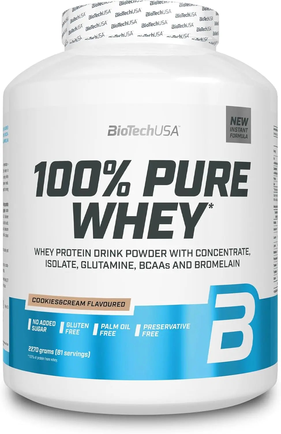 BioTech Pure Whey - Proteine in polvere isolate e concentrate 2270g Biscotto - Punto Fitness Potenza