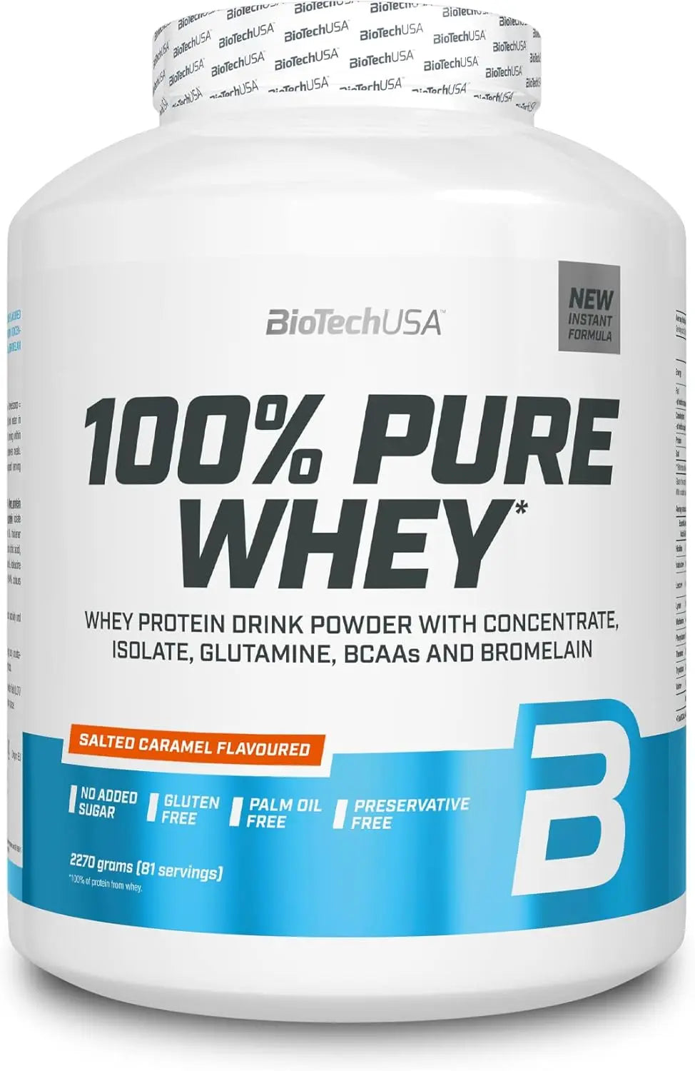 BioTech Pure Whey - Proteine in polvere isolate e concentrate 2270g Caramello Salato - Punto Fitness Potenza