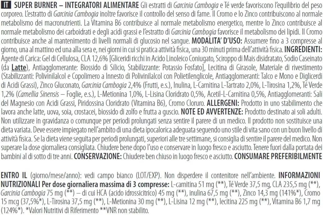 Biotech Super Burn - dimagrante termogenico brucia grassi informazioni - Punto Fitness Potenza