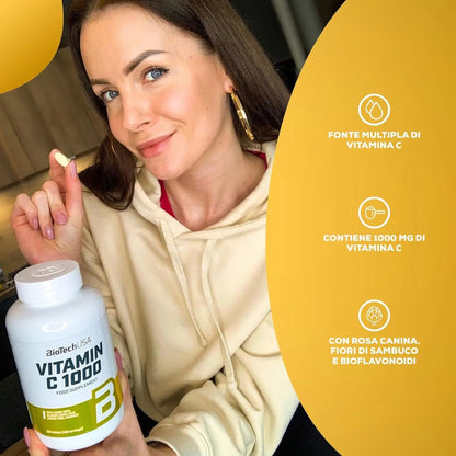 Biotech Vitamin C con Bioflavonoidi -  Vitamina C 1000mg 250 capsule - Punto Fitness Potenza