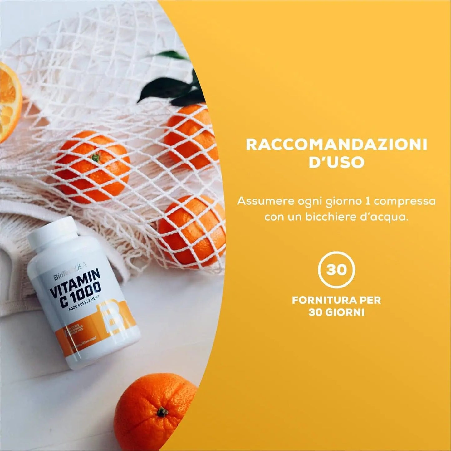 Biotech Vitamin C con Bioflavonoidi -  Vitamina C 1000mg 250 capsule - Punto Fitness Potenza