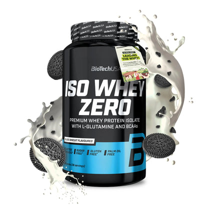 BioTechUSA - Iso Whey ZERO proteine in polvere isolate siero del latte 908g biscotto nero - Punto Fitness Potenza integratori